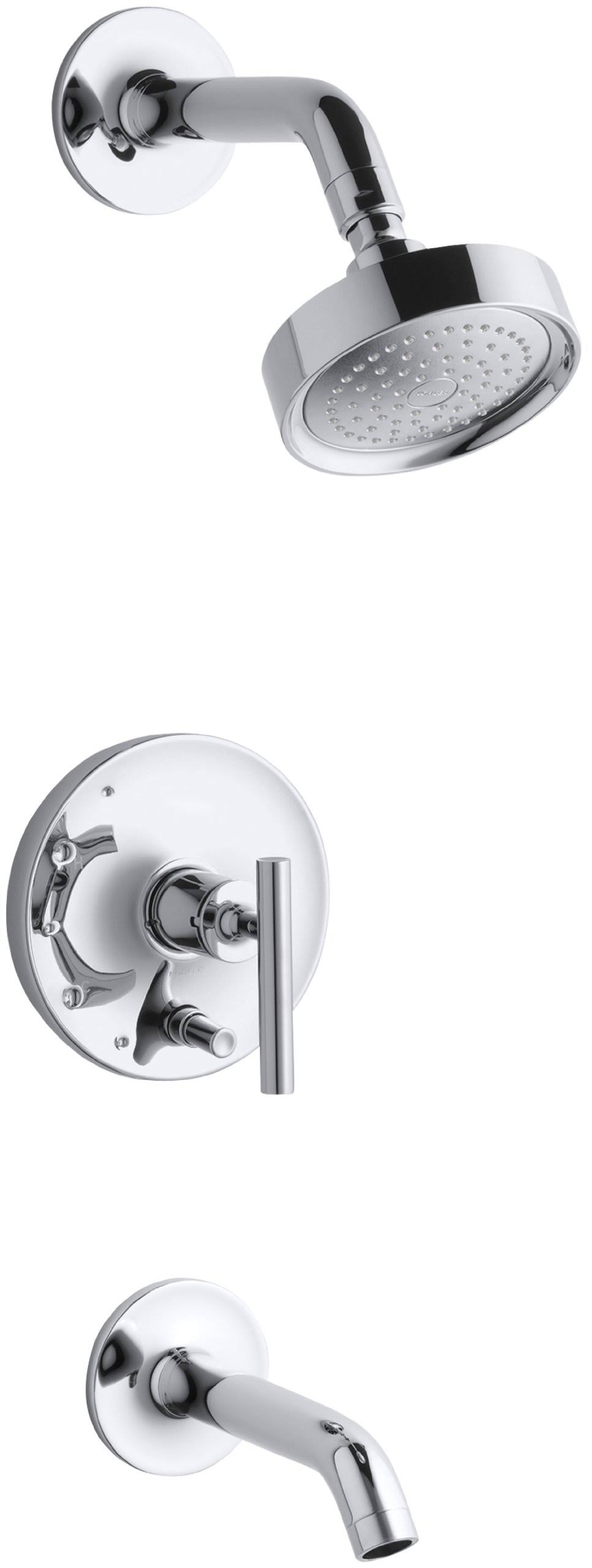 Kohler K-T14420-4E-CP Purist Rite-Temp Pressure-Balancing Bath and Shower Faucet TRIM, Valve Not Included, Polished Chrome
