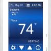SunTouch Command Touchscreen Programmable Thermostat [universal] Model 500850 (low-profile, user-friendly floor heat control, 120/240V, bright white + paintable beauty ring) includes floor sensor