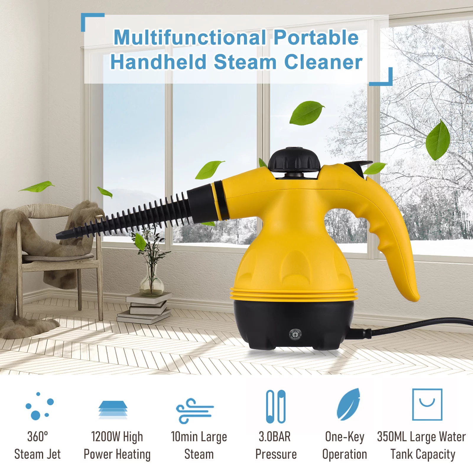 TOMSHOO Handheld Steam Cleaner 1000W Portable High Temperature Steamer for Cleaning with 10Pcs Accessories, for Kitchen Sofa Bathroom Car Window - Image 4