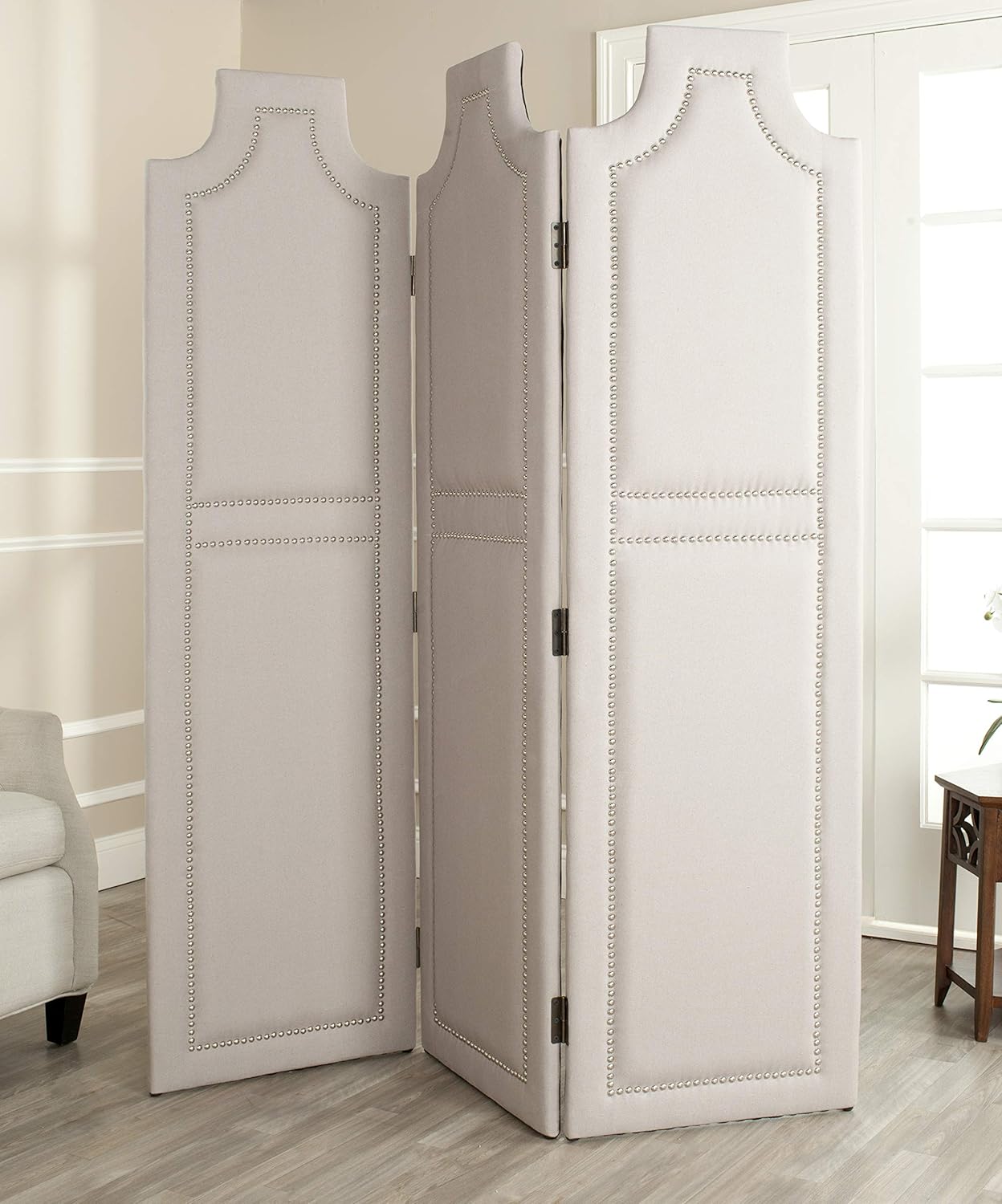 Safavieh Home Collection Darcy Taupe with Silver Nailhead Trim Room Divider