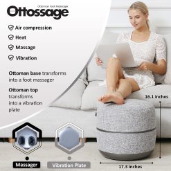 Alternative view of Ottoman Foot Massager by Ottossage, Massaging Ottoman with Removable Lid Provides Air Compression, Shiatsu kneading, Intense Vibration and Heat Therapy. Extra Powerful with Upgraded li-ion Battery.