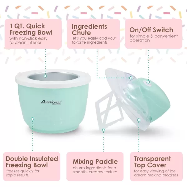 Ice Cream & Ice Cream Makers Collection Elite EIM520M 1 Quart Automatic Easy Homemade Electric Ice Cream Maker, Frozen Yogurt, Sorbet, Gelato Treat, with Recipes, Mint(Spearmint) - Image 2