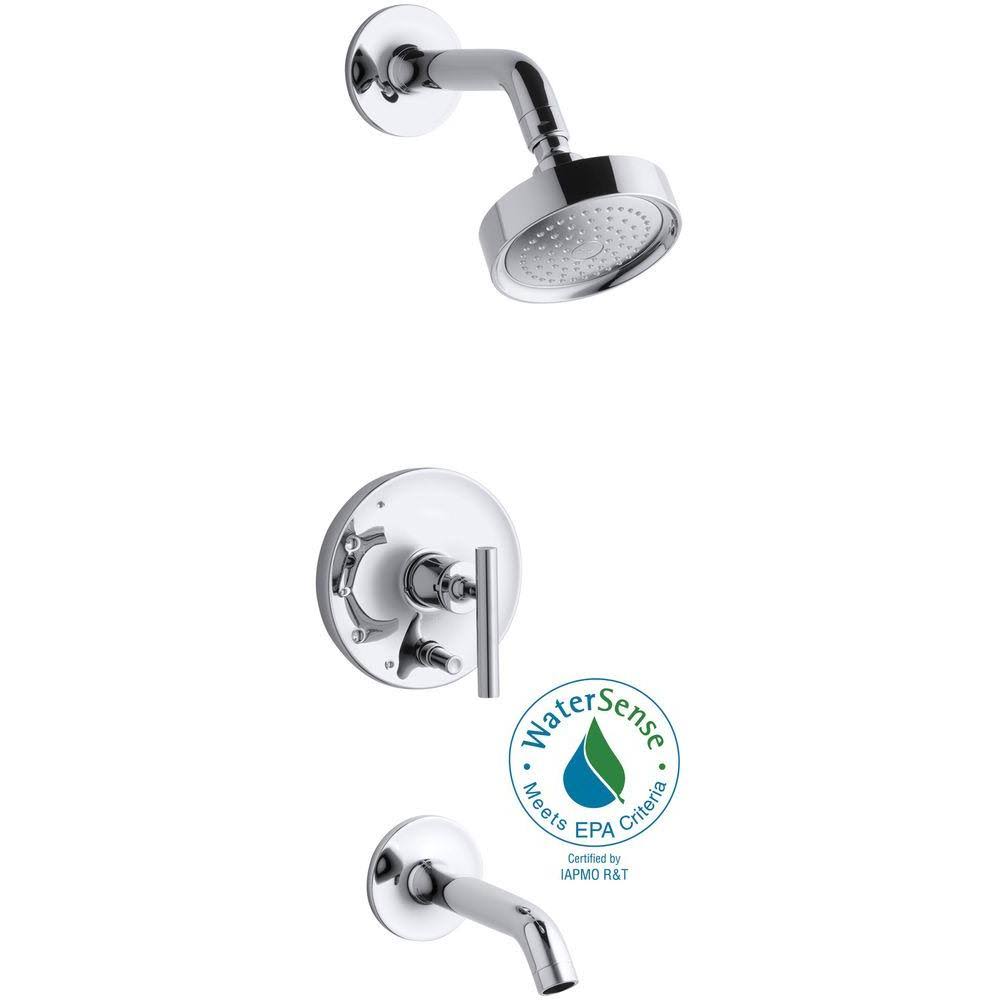 Kohler K-T14420-4E-CP Purist Rite-Temp Pressure-Balancing Bath and Shower Faucet TRIM, Valve Not Included, Polished Chrome - Image 2