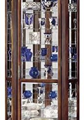 Howard Miller Embassy Curio Cabinet 680-243 ?C Embassy Cherry Finish Home Decor, Four Glass Shelves, Five Level Display Case, Locking Front Door & Halogen Light