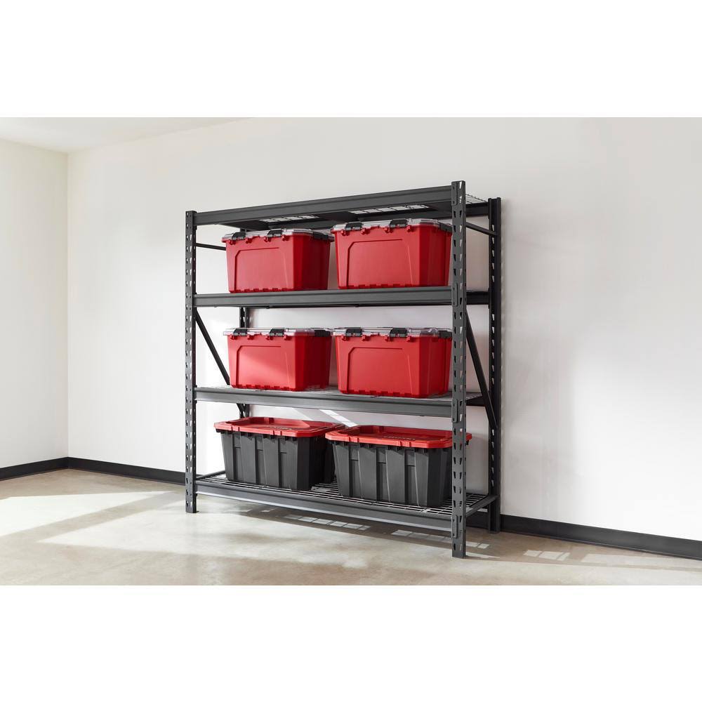 Husky Black 4-Tier Heavy Duty Industrial Welded Steel Garage Shelving Unit (77 in. W x 78 in. H x 24 in. D) - Image 3